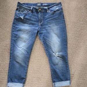 Mid-Rise Signarure Ankle Skinny Levi Strauss Gold Capris, Size 14